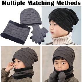 img 1 attached to 🧣 T WILKER 3Pcs Winter Hats Neck Warmer Scarf and Touch Screen Gloves Set: Ideal Accessories for Kids in Cold Weather