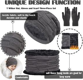 img 2 attached to 🧣 T WILKER 3Pcs Winter Hats Neck Warmer Scarf and Touch Screen Gloves Set: Ideal Accessories for Kids in Cold Weather