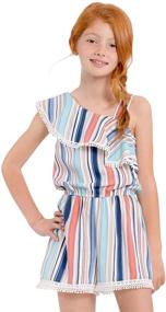 img 4 attached to 👗 Stylish Sleeveless Spaghetti Printed Girls' Jumpsuits & Rompers - Truly Me Collection