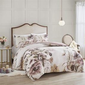 img 4 attached to 🌸 Madison Park 100% Cotton Duvet Set: Beautiful Floral Design, All Season Comfort, Full/Queen Size, Cassandra Blush