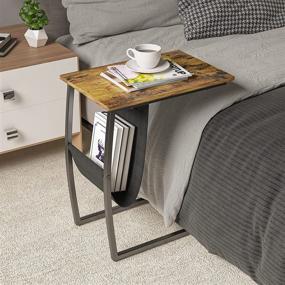 img 1 attached to 🏠 Bonzy Home Snack Side Table with Storage: Space-Saving C Shaped End Table for Sofa, Living Room, Bedroom, and Small Spaces