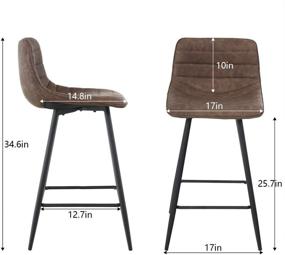 img 1 attached to Retro Brown Modern Bar Stools Set of 2 - Stylish Counter Height Chairs for Dining, Kitchen, and Home Decor