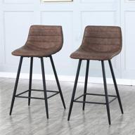 retro brown modern bar stools set of 2 - stylish counter height chairs for dining, kitchen, and home decor logo