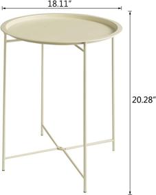 img 2 attached to 🌼 Versatile HollyHOME Folding Tray Metal Side Table: Anti-Rust & Waterproof Indoor/Outdoor Snack or Coffee Accent Table, Cream-Colour, Compact Round Design for Space-Saving Convenience