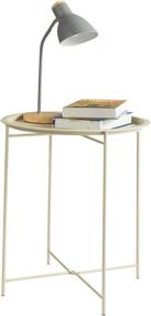 img 3 attached to 🌼 Versatile HollyHOME Folding Tray Metal Side Table: Anti-Rust & Waterproof Indoor/Outdoor Snack or Coffee Accent Table, Cream-Colour, Compact Round Design for Space-Saving Convenience