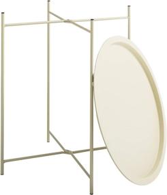 img 1 attached to 🌼 Versatile HollyHOME Folding Tray Metal Side Table: Anti-Rust & Waterproof Indoor/Outdoor Snack or Coffee Accent Table, Cream-Colour, Compact Round Design for Space-Saving Convenience