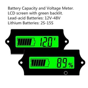 img 3 attached to 🔋 Измеритель напряжения аккумулятора 12V 24V 36V 48V для автодомов с ЖК-дисплеем и зеленой подсветкой - Индикатор уровня заряда аккумулятора имеритель напряжения для литий-железофосфатных и свинцово-кислотных аккумуляторов 2S-15S в автомобилях