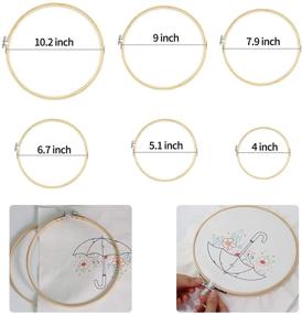 img 3 attached to Beginners Embroidery Kit: 6-Piece Cotton Cloth, Hoops, and Needles Set for Adults and Kids