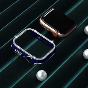 img 3 attached to 📱 ZAROTO Блестящий чехол для Apple Watch SE - Весь корпус из ПК с защитным стеклом для экрана - 38 мм iWatch Общий защитный чехол для Apple Watch Series 3 2/1, синий