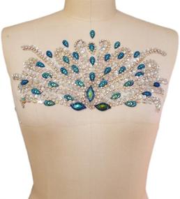 img 3 attached to 💎 Handmade Blue Rhinestone Belt Applique: Exquisite Unique Clear AB Crystals Patches, 17x31cm Dress Accessory for DIY Waist Decoration