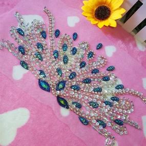 img 1 attached to 💎 Handmade Blue Rhinestone Belt Applique: Exquisite Unique Clear AB Crystals Patches, 17x31cm Dress Accessory for DIY Waist Decoration