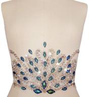 💎 handmade blue rhinestone belt applique: exquisite unique clear ab crystals patches, 17x31cm dress accessory for diy waist decoration logo