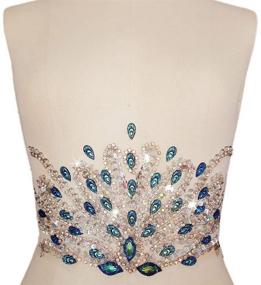 img 4 attached to 💎 Handmade Blue Rhinestone Belt Applique: Exquisite Unique Clear AB Crystals Patches, 17x31cm Dress Accessory for DIY Waist Decoration