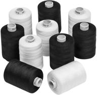 threadnanny black and white 3-ply polyester sewing quilting serger threads – high-quality, ten 1000-yard tubes logo