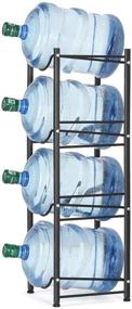 img 4 attached to 🚰 Convenient 5 Gallon Water Jug Holder: Space-Saving Water Bottle Storage Rack, 4 Tiers, in Sleek Black