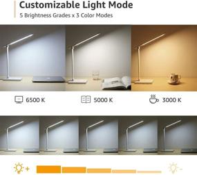 img 1 attached to 🔦 Светильник Lepro LED настольный: диммируемый лампа для домашнего офиса со сенсорным управлением, яркая 9 Вт настольная лампа для чтения, 3 режима цвета и 5 уровней яркости, заботящийся о глазах диффузионный натуральный свет - элегантный современный настольный светильник (белый)
