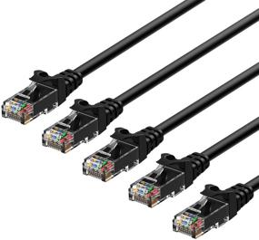 img 4 attached to Rankie RJ45 кабель Cat6 без зацепов Ethernet 5-пакет - 15 футов черный: пакет сетевого кабеля высокой скорости