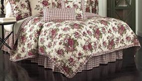 img 4 attached to 🌻 Waverly Norfolk Modern Farmhouse Floral Reversible Quilt Set: Full/Queen Size, Tea Stain, 4-Piece Ensemble with Timeless Charm