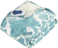 🔌 ultra-soft electric poncho throw: comfort spaces plush to sherpa blanket with matching socks - hypoallergenic, reversible, and warm - ogee aqua design logo