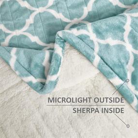 img 2 attached to 🔌 Ultra-Soft Electric Poncho Throw: Comfort Spaces Plush to Sherpa Blanket with Matching Socks - Hypoallergenic, Reversible, and Warm - Ogee Aqua Design