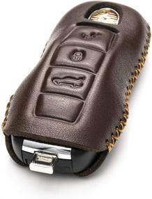 img 2 attached to Vitodeco Genuine Leather Smart Key Fob Case With Leather Key Strap Compatible For Porsche 718 Interior Accessories