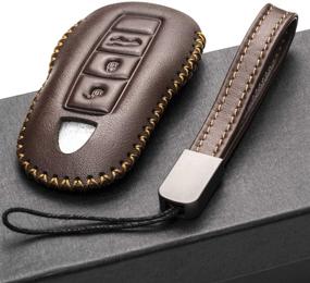 img 1 attached to Vitodeco Genuine Leather Smart Key Fob Case With Leather Key Strap Compatible For Porsche 718 Interior Accessories