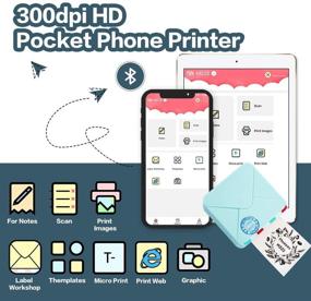 img 3 attached to Phomemo M02S 300DPI Phone Printer: Bluetooth Pocket Printer with 6 Rolls Thermal Sticker Label Paper - Perfect Gift Set for iOS & Android, Jasper Design