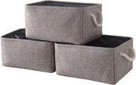 📦 tegance foldable sturdy fabric storage baskets with handles - large rectangular decorative bins for organizing shelves, nursery, closet, toy &amp; blanket storage (3 pack 15.7x11.8x8.3") logo