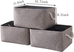 img 3 attached to 📦 Tegance Foldable Sturdy Fabric Storage Baskets with Handles - Large Rectangular Decorative Bins for Organizing Shelves, Nursery, Closet, Toy &amp; Blanket Storage (3 Pack 15.7x11.8x8.3")