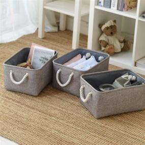 img 1 attached to 📦 Tegance Foldable Sturdy Fabric Storage Baskets with Handles - Large Rectangular Decorative Bins for Organizing Shelves, Nursery, Closet, Toy &amp; Blanket Storage (3 Pack 15.7x11.8x8.3")