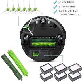 img 2 attached to KEEPOW Запасные части для пылесоса iRobot Roomba i7 E5 E6 E7 i7+/i7 Plus - аксессуары - 6 гепа фильтров, 6 боковых щеток, комплект резиновых щеток для множественных поверхностей