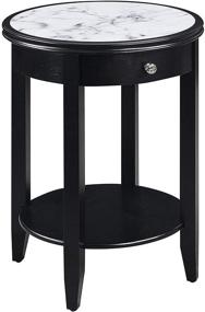 img 4 attached to 🏞️ Convenience Concepts American Heritage Baldwin - White Marble/Black End Table with Drawer: Stylish and Practical