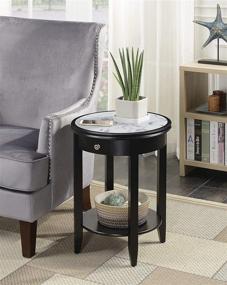 img 2 attached to 🏞️ Convenience Concepts American Heritage Baldwin - White Marble/Black End Table with Drawer: Stylish and Practical