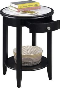 img 1 attached to 🏞️ Convenience Concepts American Heritage Baldwin - White Marble/Black End Table with Drawer: Stylish and Practical