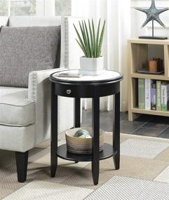 img 3 attached to 🏞️ Convenience Concepts American Heritage Baldwin - White Marble/Black End Table with Drawer: Stylish and Practical