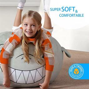 img 2 attached to 🦈 Ultra-Soft Shark Bean Bag Chair Cover for Kids - Fluffy Fur-Like Cover for Stuffed Animal Storage and Kids' Bean Bag Chair - Shark Room Decor for Boys