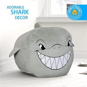 img 3 attached to 🦈 Ultra-Soft Shark Bean Bag Chair Cover for Kids - Fluffy Fur-Like Cover for Stuffed Animal Storage and Kids' Bean Bag Chair - Shark Room Decor for Boys