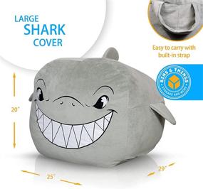 img 1 attached to 🦈 Ultra-Soft Shark Bean Bag Chair Cover for Kids - Fluffy Fur-Like Cover for Stuffed Animal Storage and Kids' Bean Bag Chair - Shark Room Decor for Boys