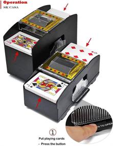 img 2 attached to 🃏 SK CASA 2 Deck Automatic Card Shuffler (Playing Cards Included) - Battery-Operated Electric Shuffler | Perfect for Classic Poker & Trading Card Games at Home or Tournaments