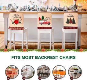 img 2 attached to Jhua Christmas Back Chair Cover Set: Festive Linen Dining Chair Covers for Xmas Banquets and Dinner Decor