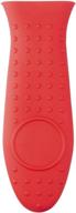 red silicone hot skillet handle cover holder by amazon basics logo