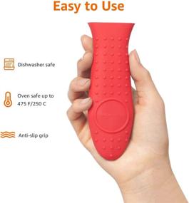 img 3 attached to Red Silicone Hot Skillet Handle Cover Holder by Amazon Basics