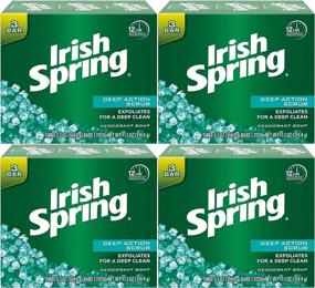 img 1 attached to 🧼 Irish Spring Deep Action Scrub Deodorant Bath Bar Soap with Scrubbing Beads - 3 Bars x 3.75 Oz (Pack of 4) - Total 12 Bars