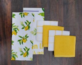 img 3 attached to 🍋 AMOUR INFINI Citrus Splash 6 Pack Kitchen Set with Decorative Kitchen Towels (28” x 18”) and Terry Dishcloths (12” x 12”), 100% Cotton, Machine Washable, Super Soft and Ultra Absorbent, Yellow