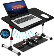 🖥️ medium/black portable laptop bed table with usb fan - adjustable standing desk for working, reading, eating on sofa/floor logo