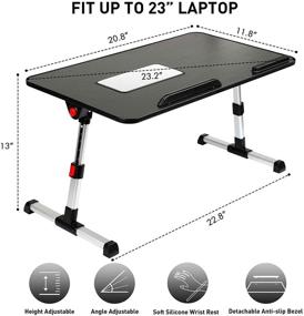 img 3 attached to 🖥️ Средний/Черный Портативный Столик для Ноутбука с Встроенным USB-Вентилятором - Настраиваемый Стол для работы, чтения, еды на диване/полу