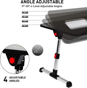 img 1 attached to 🖥️ Средний/Черный Портативный Столик для Ноутбука с Встроенным USB-Вентилятором - Настраиваемый Стол для работы, чтения, еды на диване/полу