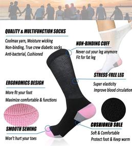 img 3 attached to 🧦 Womens Diabetic Athletic Crew Socks: Non-Binding, Moisture-Cushioned Running & Workout Socks for Sports and Casual Wear – Size 9-11