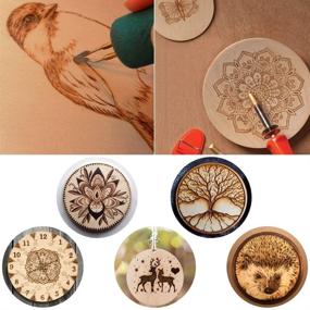 img 1 attached to 10-Pack 12 Inch & 10-Pack 6 Inch Unfinished Wooden Circles - Round Wood Crafts and Blank Wooden Signs Set with 10 Paint Brushes. Ideal for Crafts, Door Hangers, Wood Burning, and Decorations