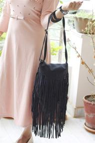 img 1 attached to Exports Fringed Leather Shoulder Handbag